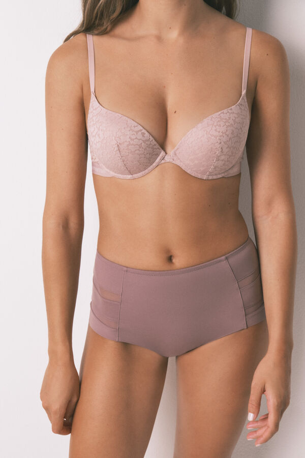 Women'secret Panty alta clásica de microfibra rosa rosa