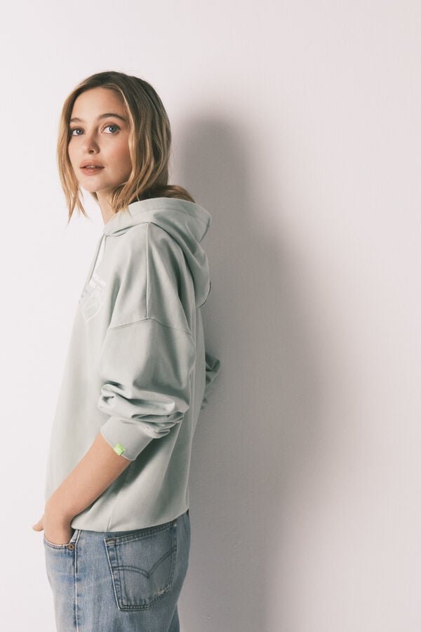 HI&BYE Sudadera con capucha de felpa de algod&oacute;n verde verde