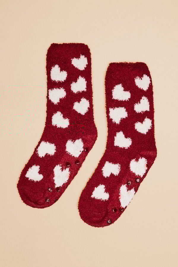 Womensecret Calcetines pelo corazones rojo rojo