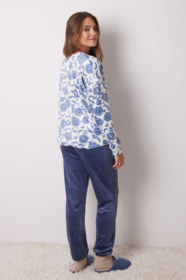 Womensecret Pijama larga terciopelo elástico suave estampado