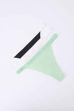Womensecret Pack 3 tangas negro, blanco y verde blanco