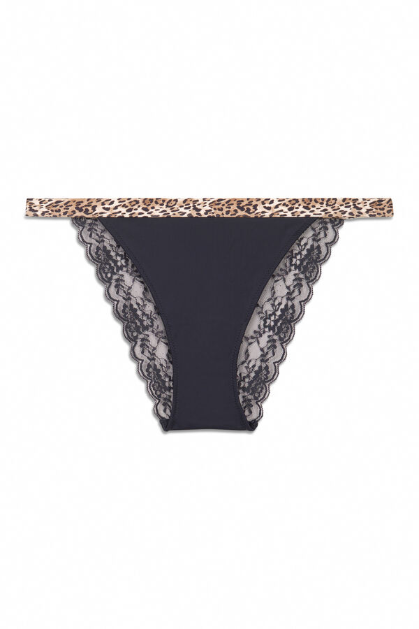 Women'secret Panty brasileño con estampado animal negro  estampado