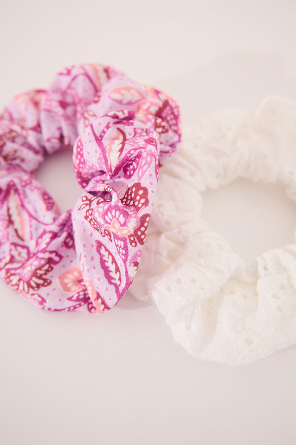 Womensecret Pack de 2 gomas para el pelo blancas y multicolor estampado