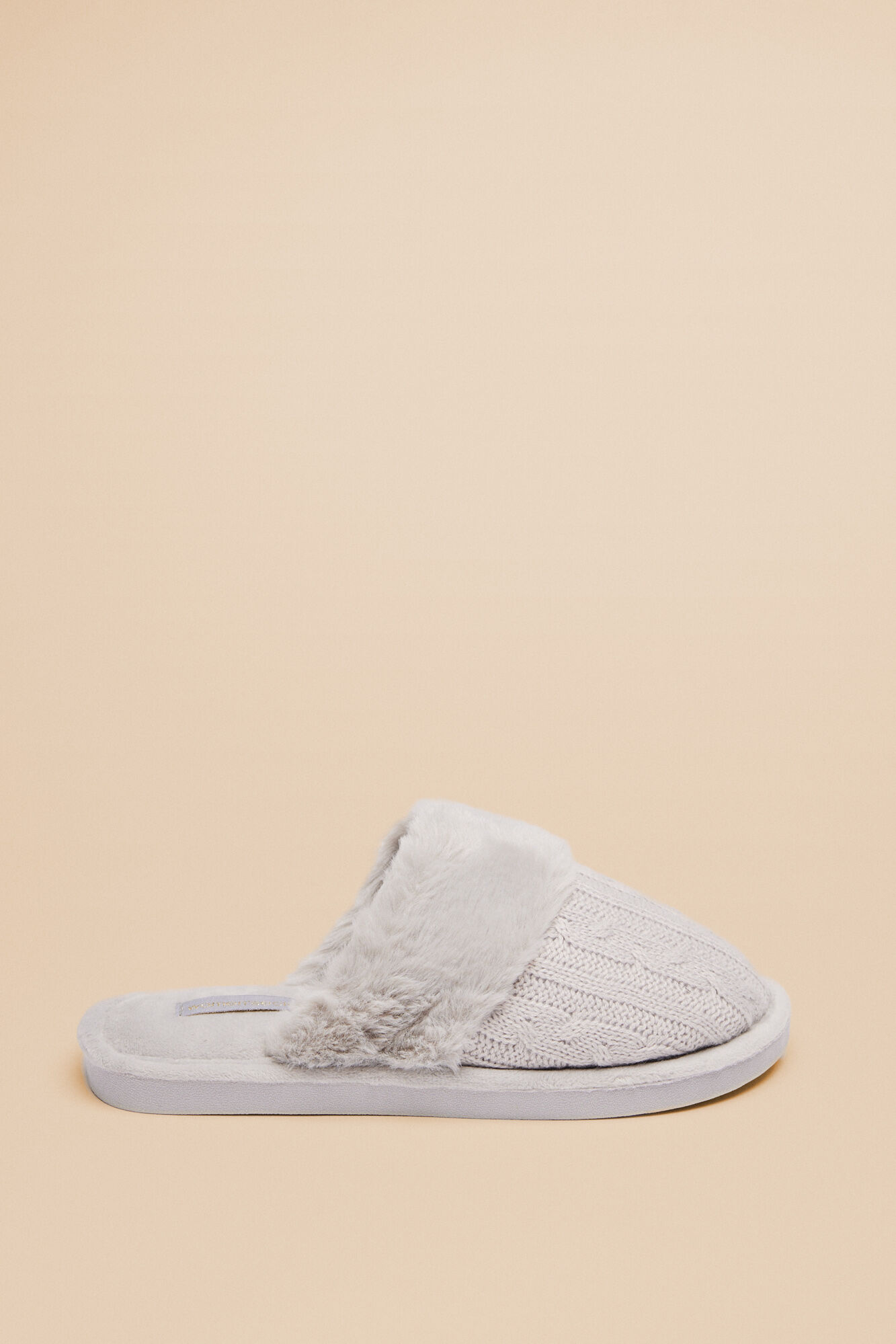 Pantuflas casa pelo tricot gris Calzado para mujer WomenSecret MX