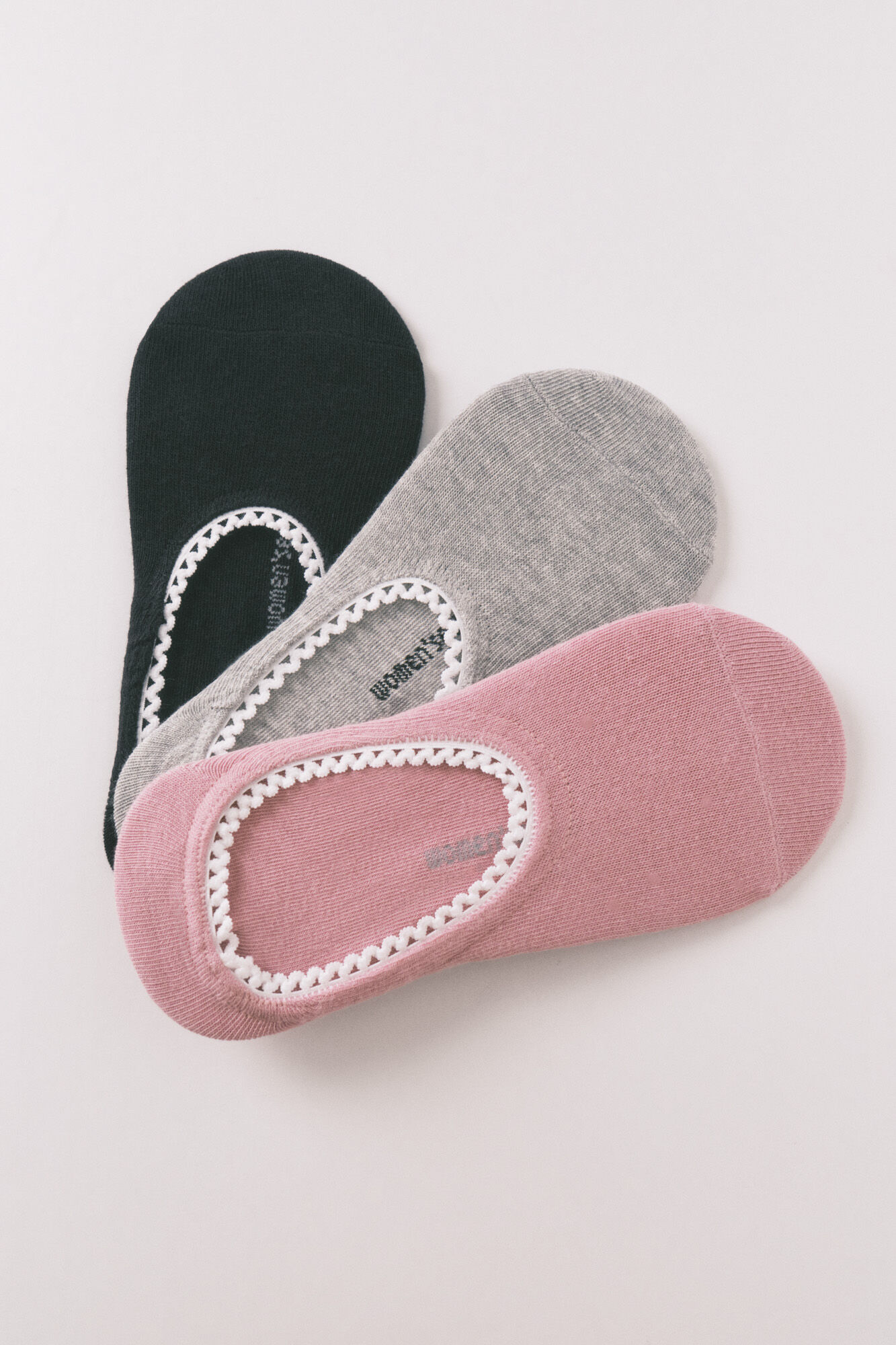 Women'secret Pack 3 calcetines invisibles con logo blancos