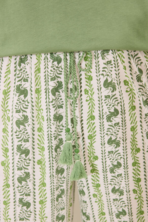 Women'secret Pijama de manga corta de algodón con estampado verde verde
