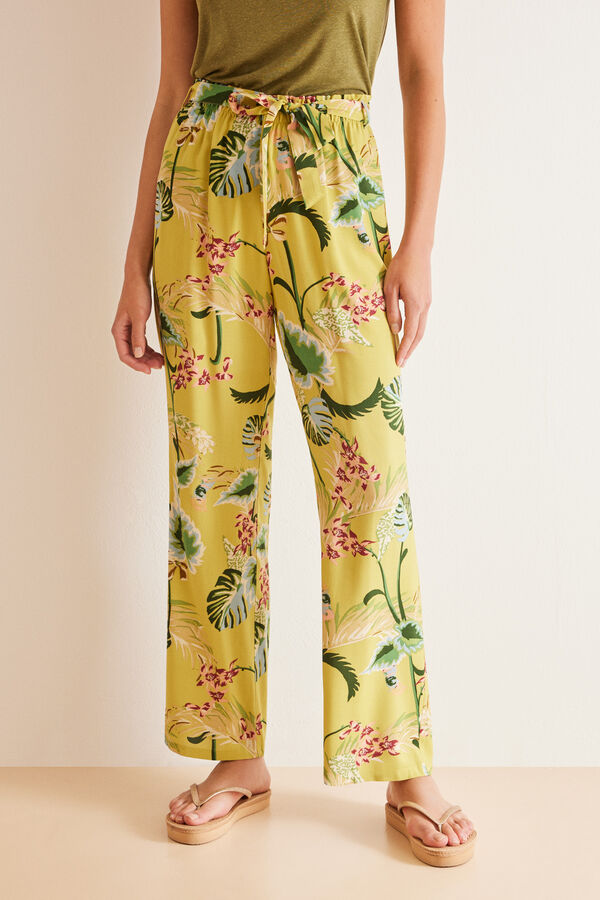 Womensecret Pantalón largo fluido floral estampado