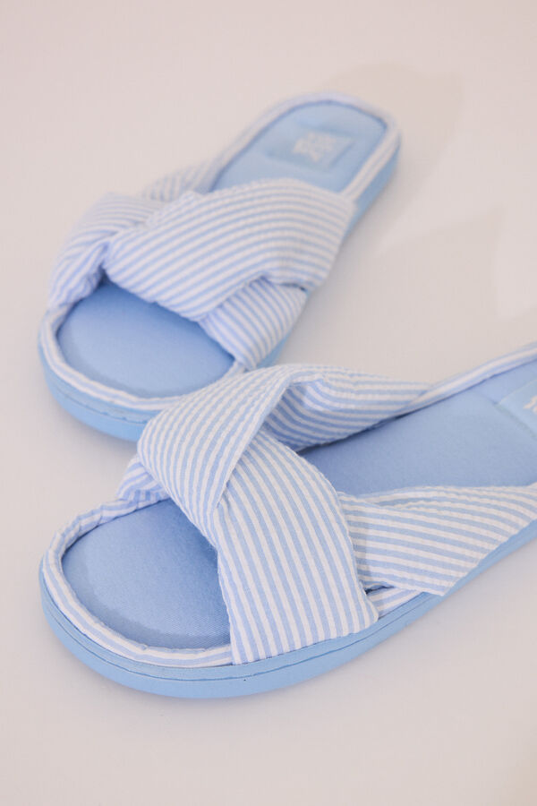 Womensecret Pantuflas para casa de seersucker azules azul