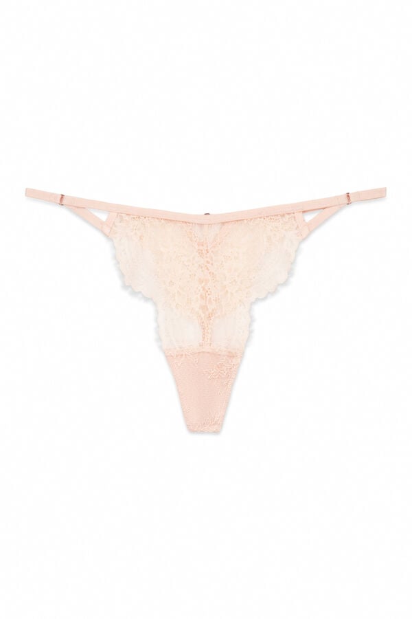 Womensecret Tanga de encaje de lurex rosa rosa