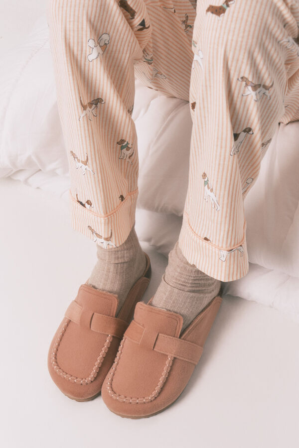 Women'secret Zapatos bio de ante rosa naranja