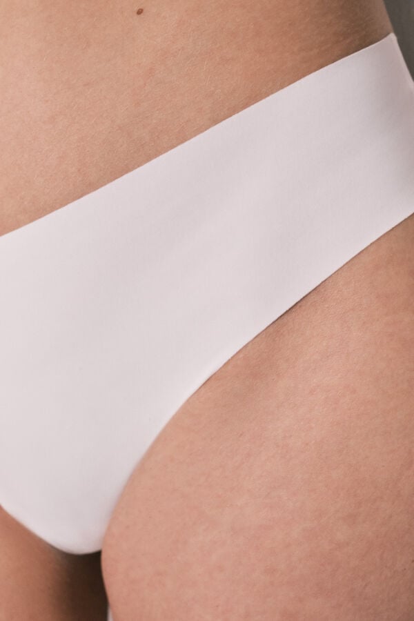 Women'secret Tanga clean cut de microfibra blanca marfil