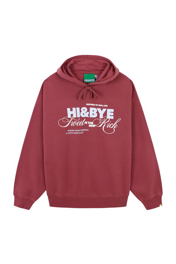 HI&BYE Sudadera de algod&oacute;n con capucha granate rosa