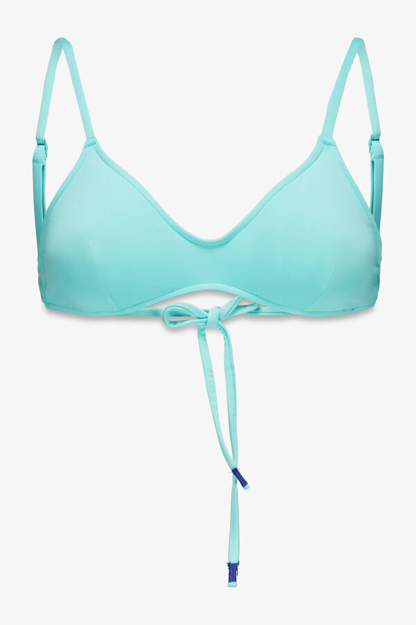 Womensecret Top de bikini con escote en PICO color turquesa verde