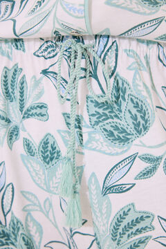 Womensecret Pijama camisera 100% algodón con flores verdes blanco