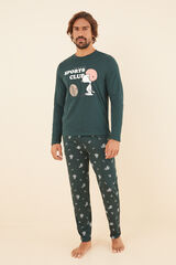 Womensecret Pijama larga hombre 100% algodón Snoopy verde