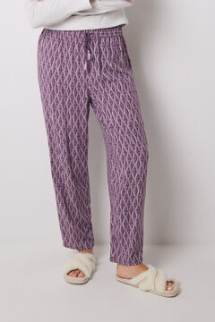 Womensecret Pantalón carrot viscosa estampado ikat morado/lila
