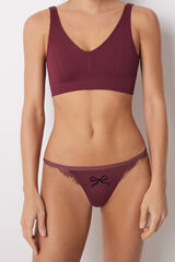 Womensecret Tanga microfibra tira print y encaje púrpura