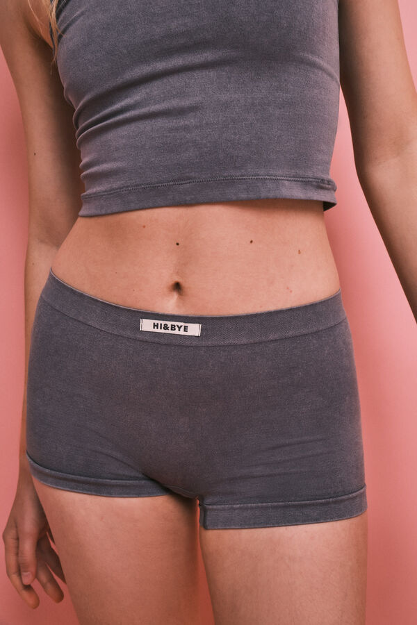 HI&BYE Panty b&oacute;xer sin costuras con logo gris gris