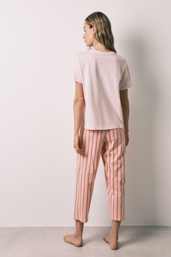 Women'secret Pijama capri de algod&oacute;n rosa con ondas rosa