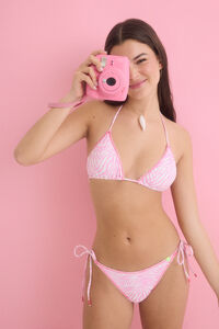 Womensecret Top de bikini triangular con cortina rosa rosa