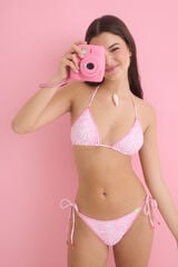 Womensecret Top de bikini triangular con cortina rosa rosa