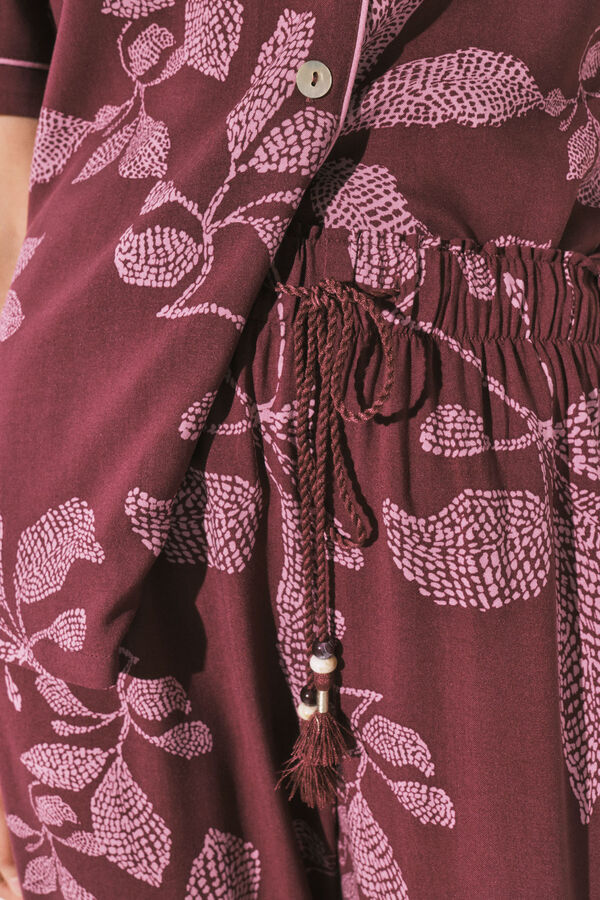 Women'secret Pijama larga camisera de flores p&uacute;rpura