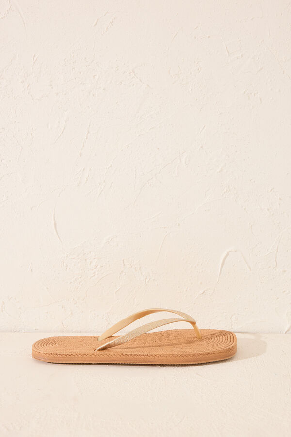 Womensecret Chanclas esparto punta cuadrada café