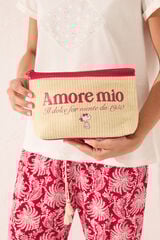 Womensecret Neceser mediano de rafia de Snoopy café