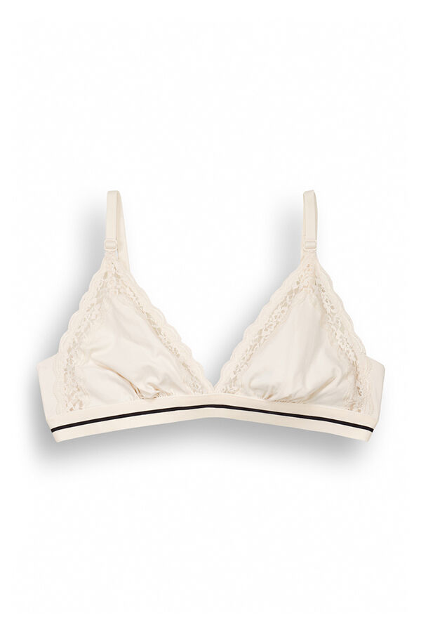 Womensecret NATURAL Brasier triangular microfibra encaje blanco marfil marfil