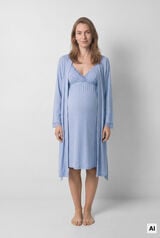 Women'secret Bata midi con cintur&oacute;n azul azul
