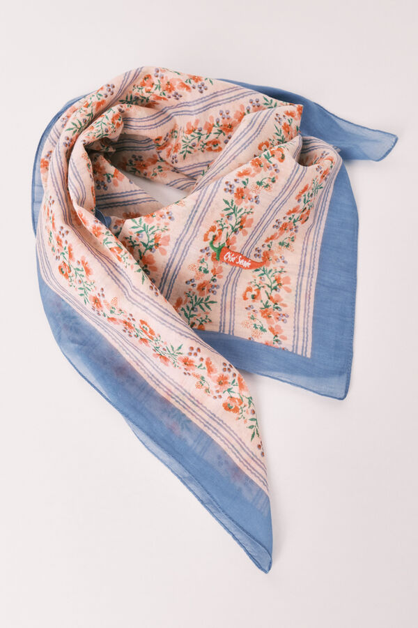 Women'secret Pa&ntilde;uelo estampado de rayas multicolor marfil
