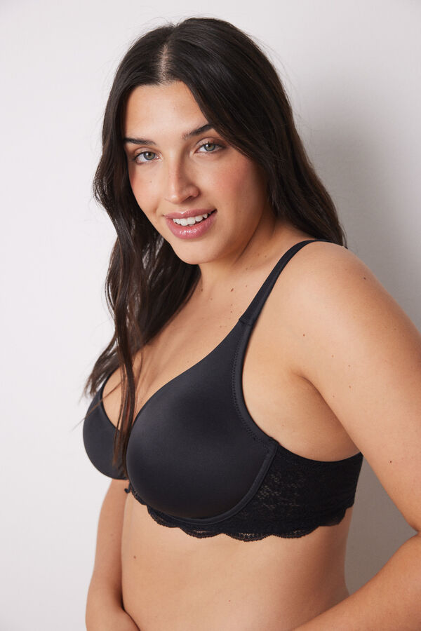 Womensecret REAL brasier reductor microfibra y encaje negro negro