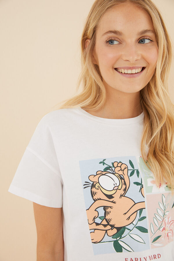 Womensecret Pijama corta 100% algodón Garfield blanco marfil