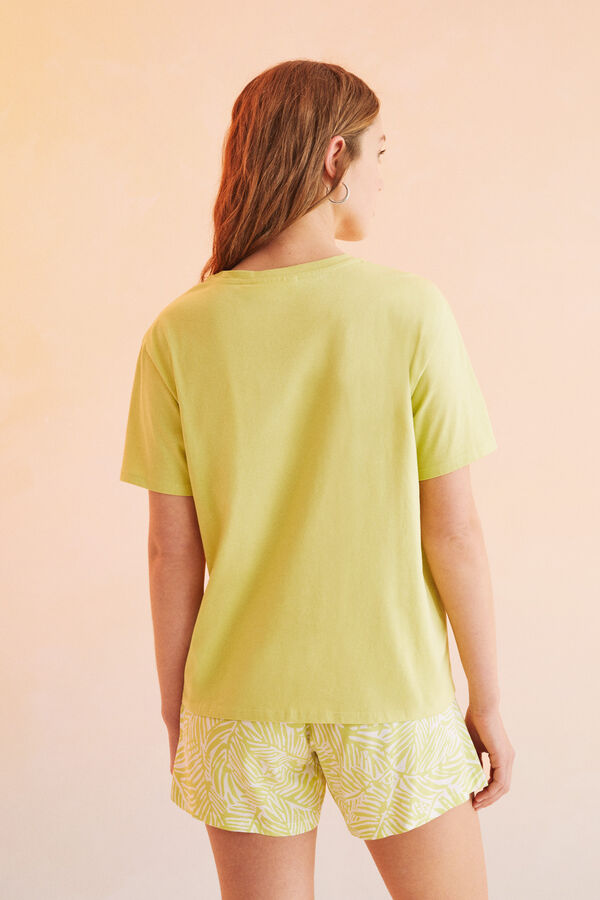 Womensecret Camiseta 100% algodón Snoopy limón verde