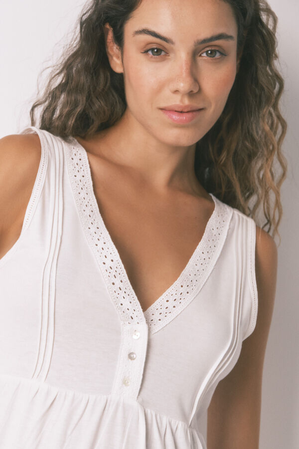 Womensecret Camisón midi " premamá " de algodón blanco marfil