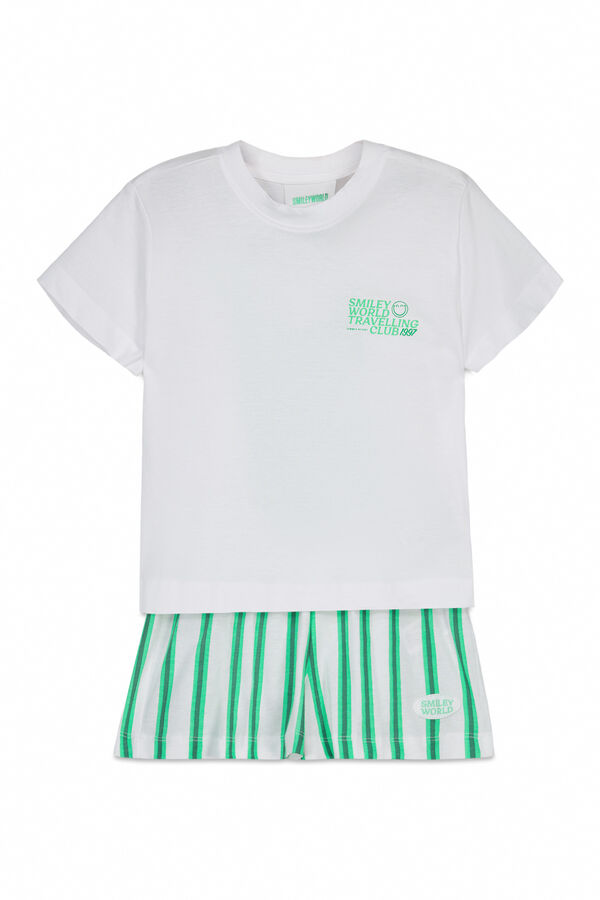Women'secret Pijama corta infantil de algod&oacute;n SmileyWorld&reg; blanco marfil