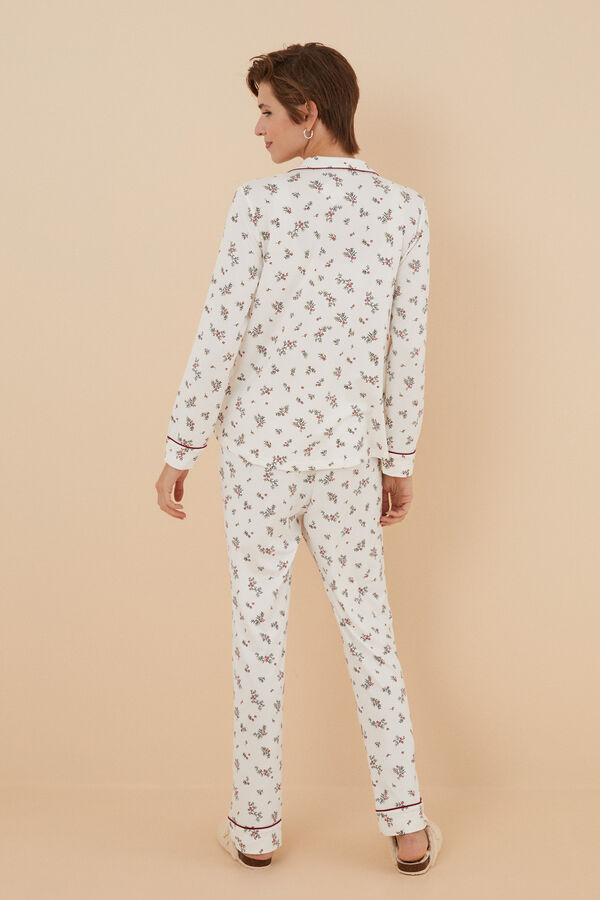 Womensecret Pijama camisera flores blanco