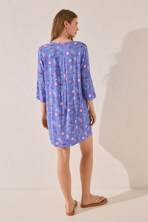 Womensecret Playera de dormir de viscosa con estampado azul estampado