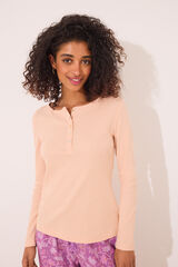 Womensecret Playera de manga larga de canalé naranja naranja