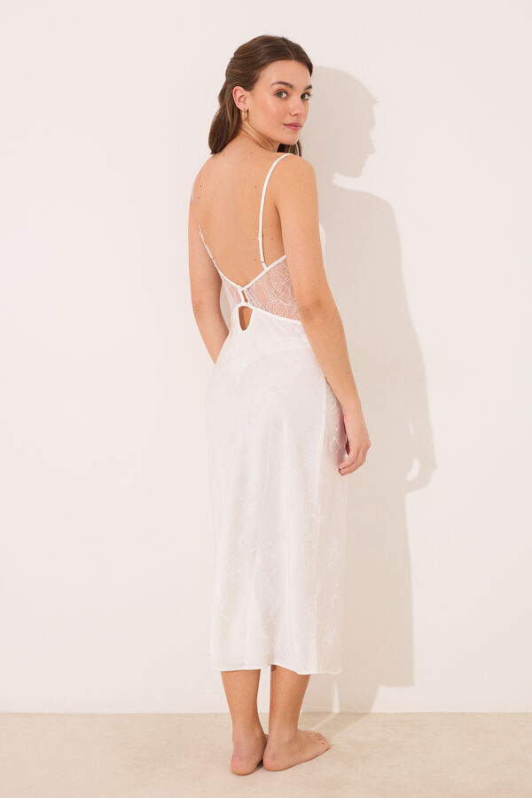 Womensecret Camisón midi satín blanco marfil