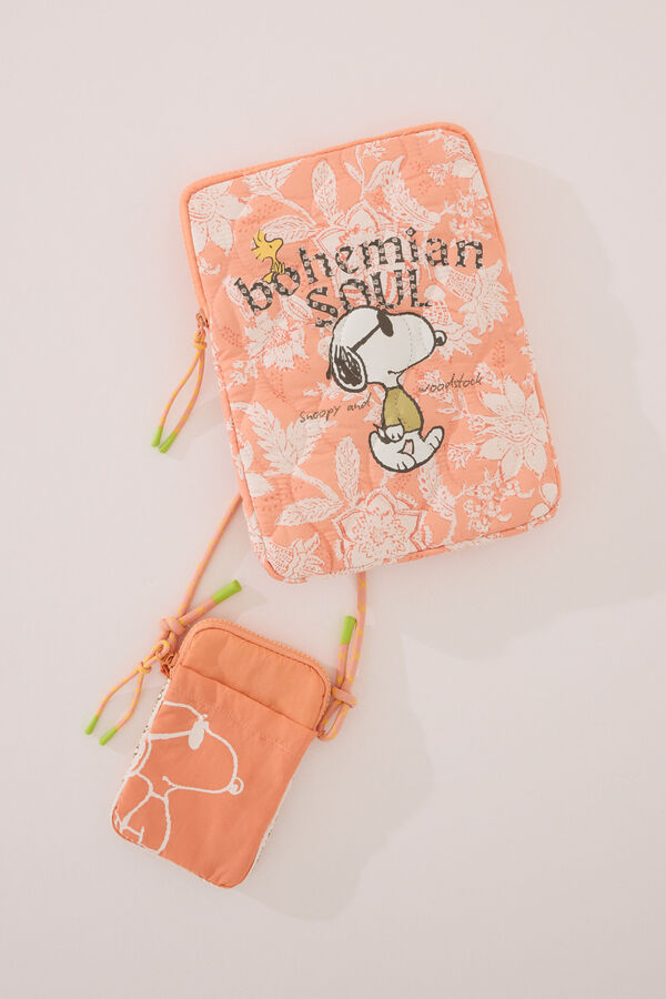 Womensecret Funda de teléfono con relleno de nailon de Snoopy naranja