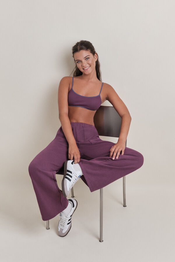 HI&BYE Top brasier de algodón burdeos con copas extraíbles púrpura