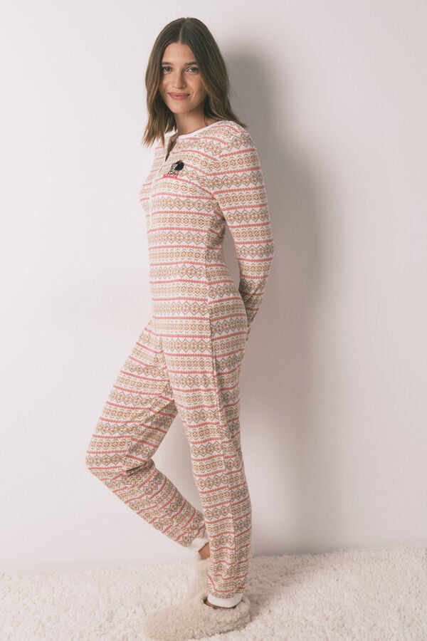 Women'secret Jumpsuit Mafalda mono largo textura jumpsuit con cenefas  estampado