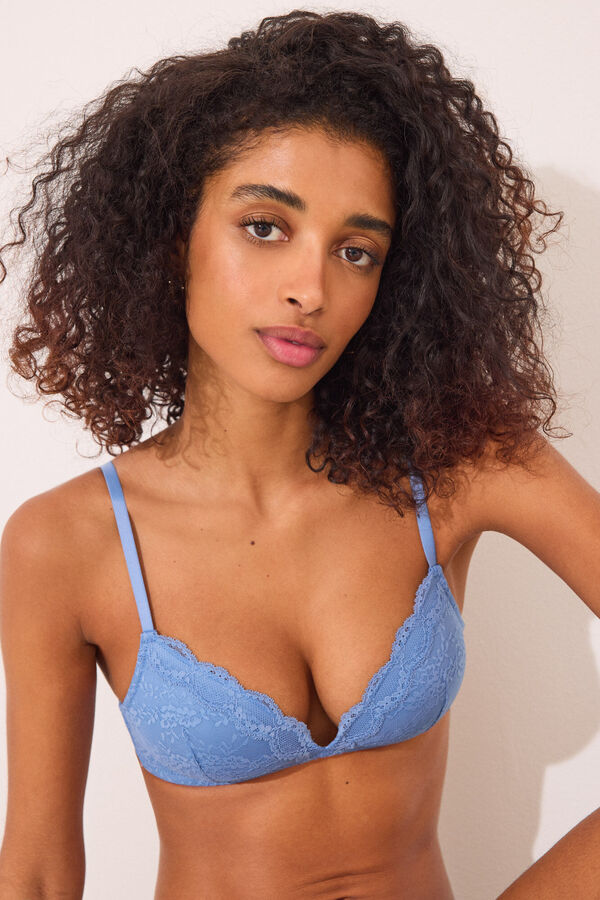 Womensecret Brasier triangular CHARMING de encaje azul azul