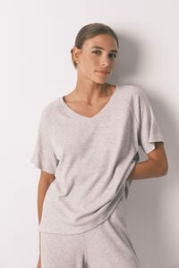 Women'secret Pijama larga canalé perchado gris