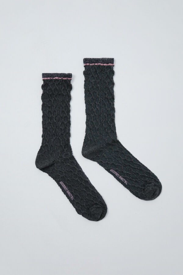 Women'secret Calcetines largos de lurex gris gris