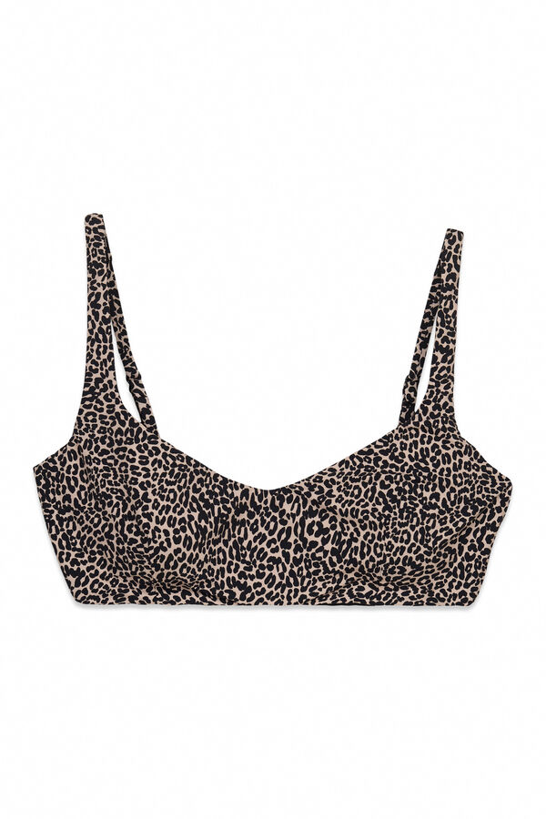 Women'secret Top bikini horizontal animal print blanco
