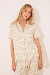 Womensecret Pijama camisera de algodón con estampado rosa rosa