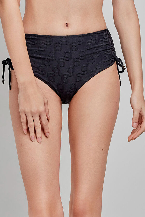 Gisela Braga bikini alta print geométrico negro negro