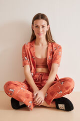 Womensecret Pijama camisera 100% algodón Snoopy naranja
